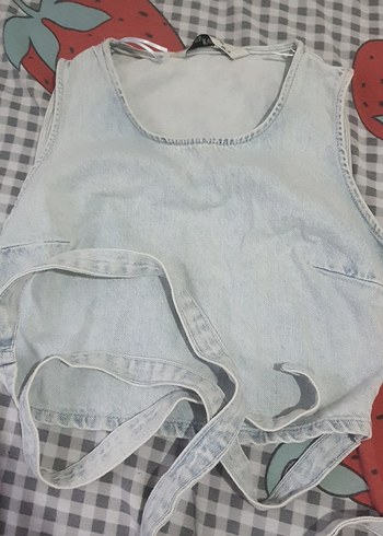 Dilvin Acik Mavi Denim Crop Top Rahat Ve Sik Yazlik