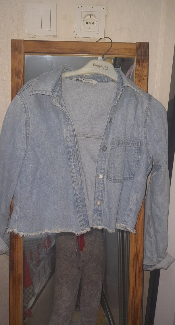 Açık Mavi Denim Crop Ceket — görsel 3/6