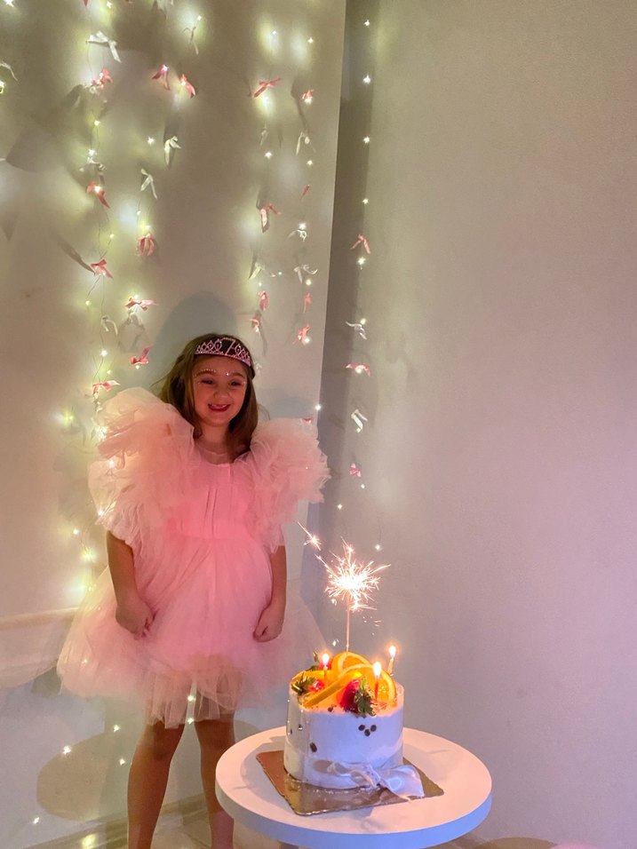 Pembe Parlak Nakışlı Kız Çocuk Abiye Elbise - Görsel 2