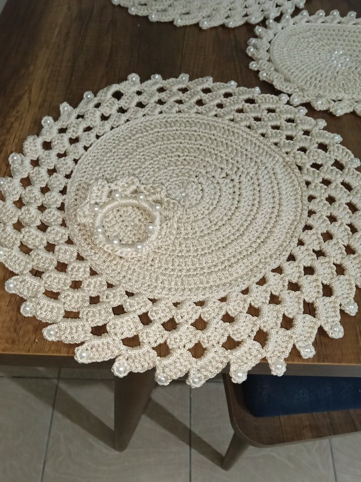 Bohem Örgü Dekoratif Masa Örtüsü - Görsel 3