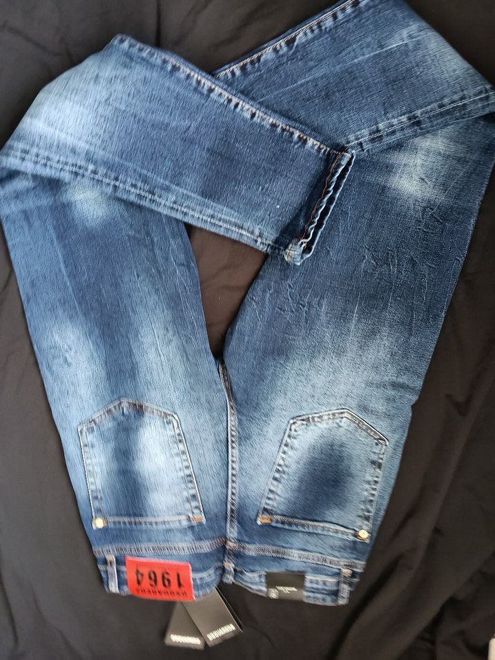 Erkek Koyu Mavi Baskılı Dar Paça Kot Pantolon - Görsel 4