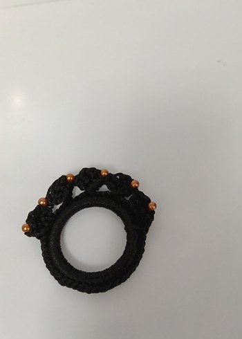 Boncuk detaylı siyah el yapımı dantel seti - Görsel 6