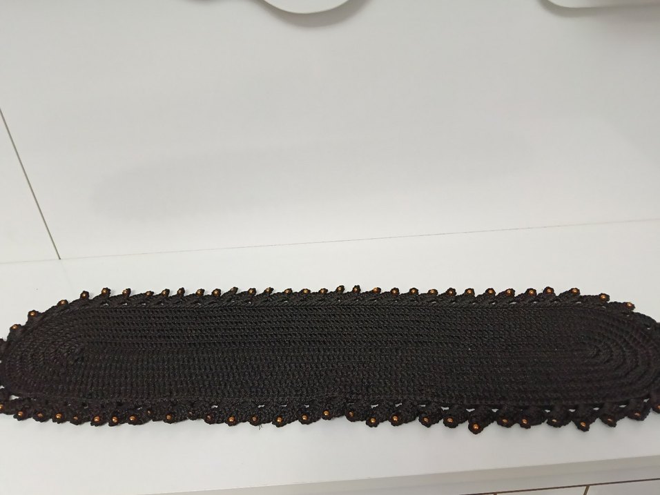 Boncuk detaylı siyah el yapımı dantel seti - Görsel 2