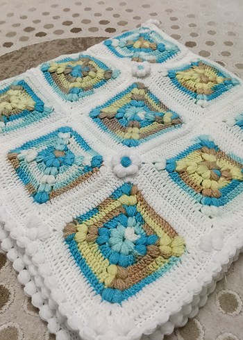 Nakışlı Çok Renkli Örgü Battaniye - Görsel 6