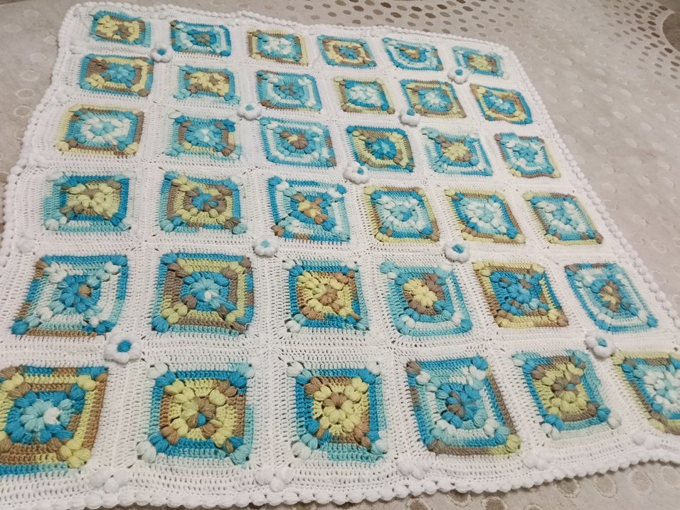 Nakışlı Çok Renkli Örgü Battaniye - Görsel 5