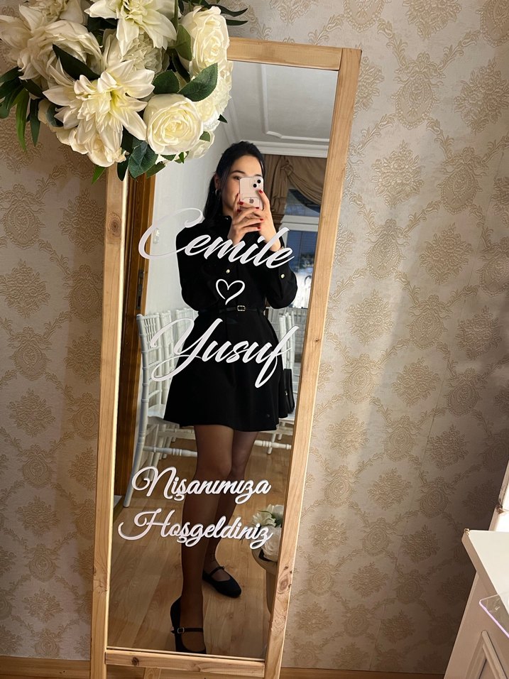 Siyah Parlak Mini Kadın Elbise - Görsel 2
