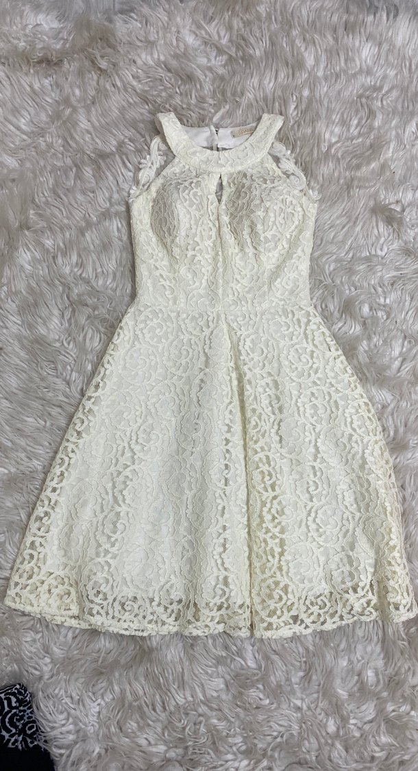 Dantel Detaylı Beyaz Midi Elbise - Görsel 2