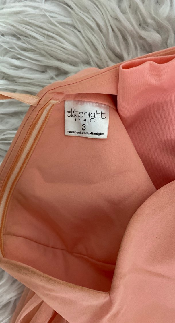 Pudra şifon siyah işlemeli tül detaylı şık uzun abiye - Görsel 4