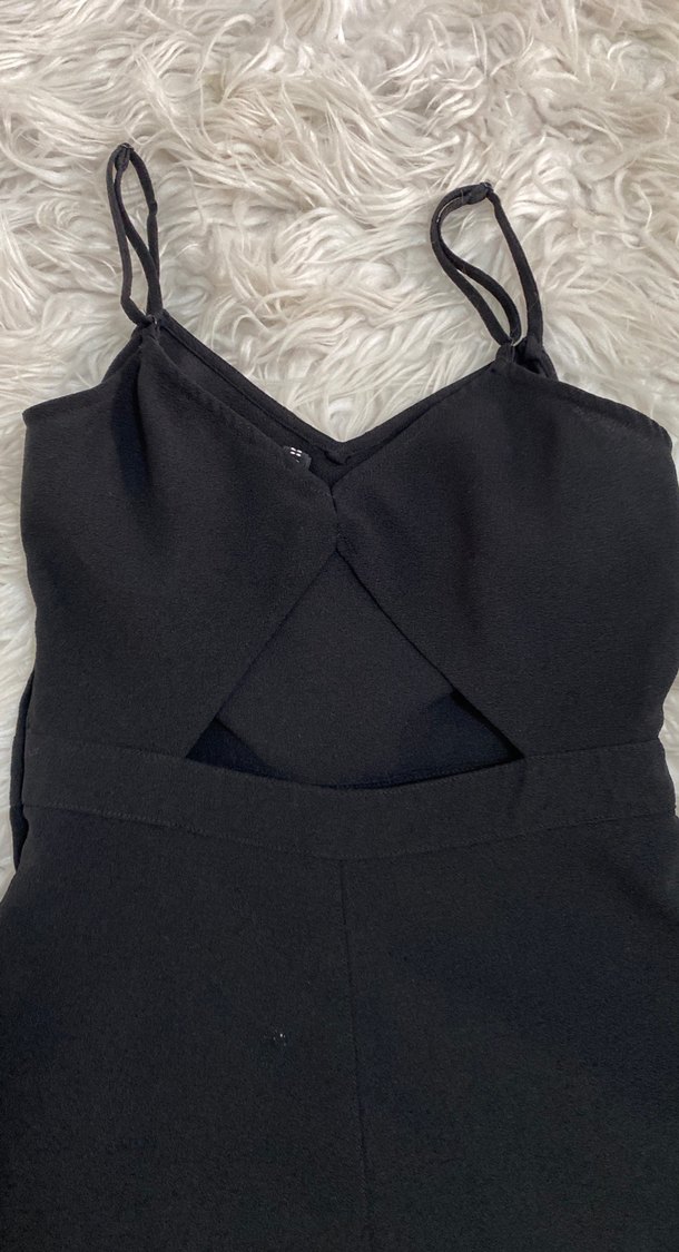 Siyah Mini Askılı Kadın Tulum - Görsel 5