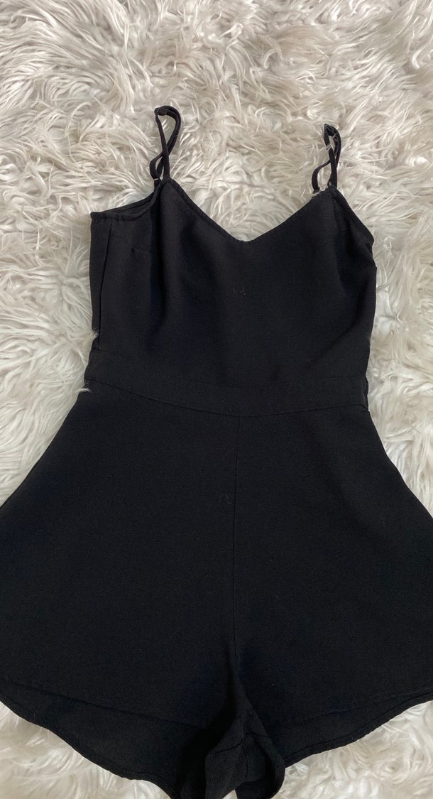 Siyah Mini Askılı Kadın Tulum - Görsel 2