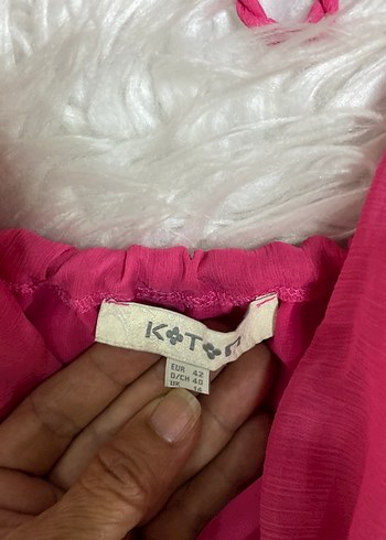 42 Beden Pembe şifon Straplez Uzun Elbise bel dekolteli