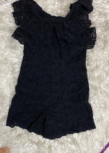 Siyah Dantel Detaylı Mini tulum - Görsel 5