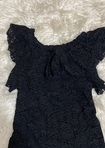 Siyah Dantel Detaylı Mini tulum - Görsel 3