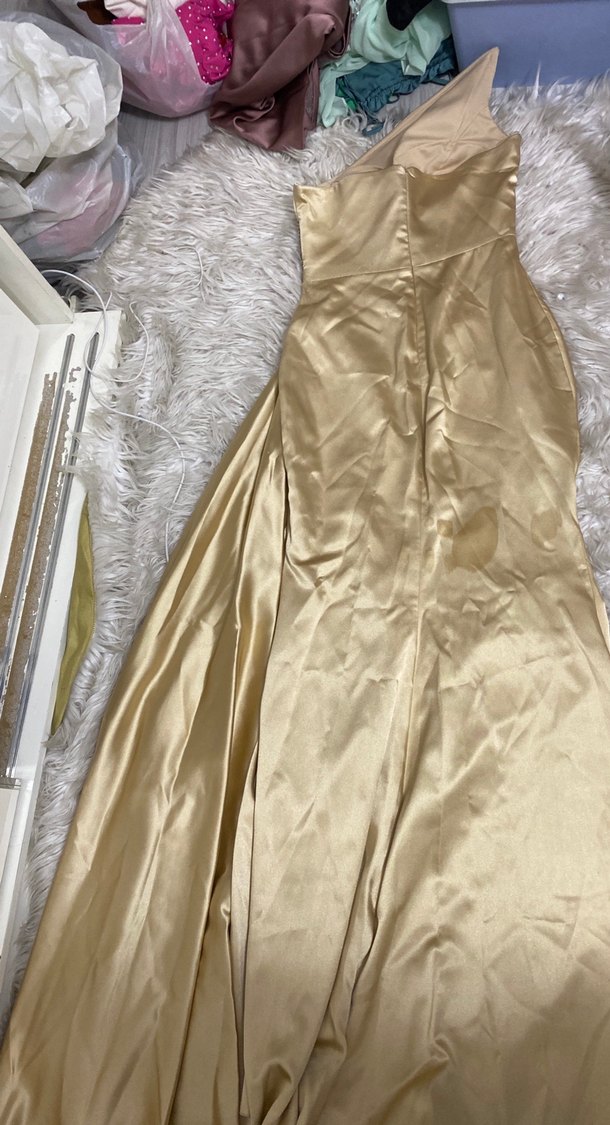 Drapeli Straplez Uzun sten taş işlemeli  Abiye Elbise - Görsel 5