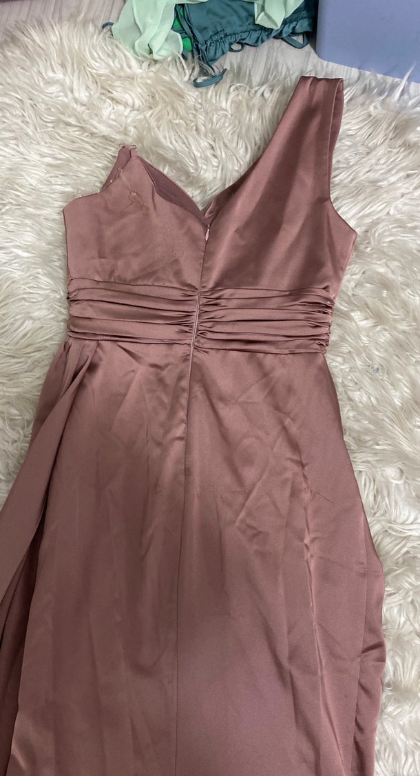 Pudra Drapeli tek omuz sten parlak işlemeli Uzun Abiye Elbise - Görsel 5