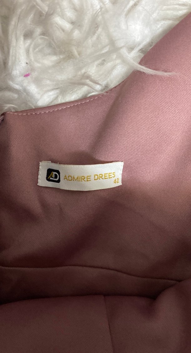 Pudra Drapeli tek omuz sten parlak işlemeli Uzun Abiye Elbise - Görsel 3