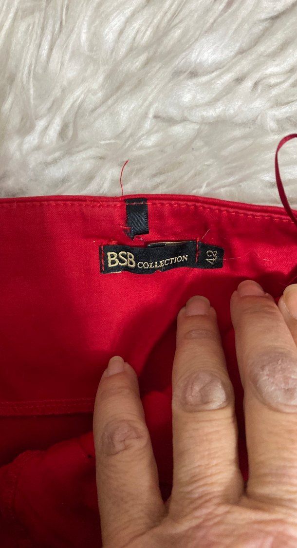 Kırmızı Drapeli  keten straplez Mini Elbise - Görsel 4