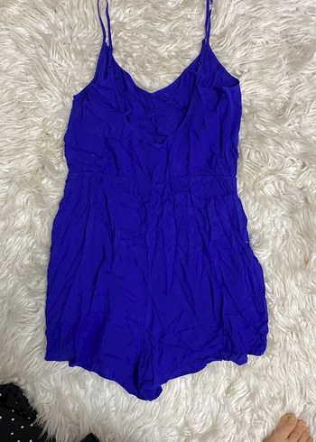 Mavi Drapeli Askılı kısa tulum - Görsel 4