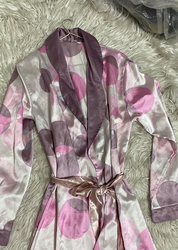 Pembe Batik Desenli Uzun Kadın Sabahlık - Görsel 2