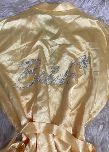 Taş işlemeli Uzun Kollu Parlak Altın Kadın Sabahlık - Görsel 2