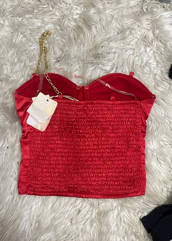 Zincir Detaylı Kırmızı Mini Bustiyer - Görsel 3