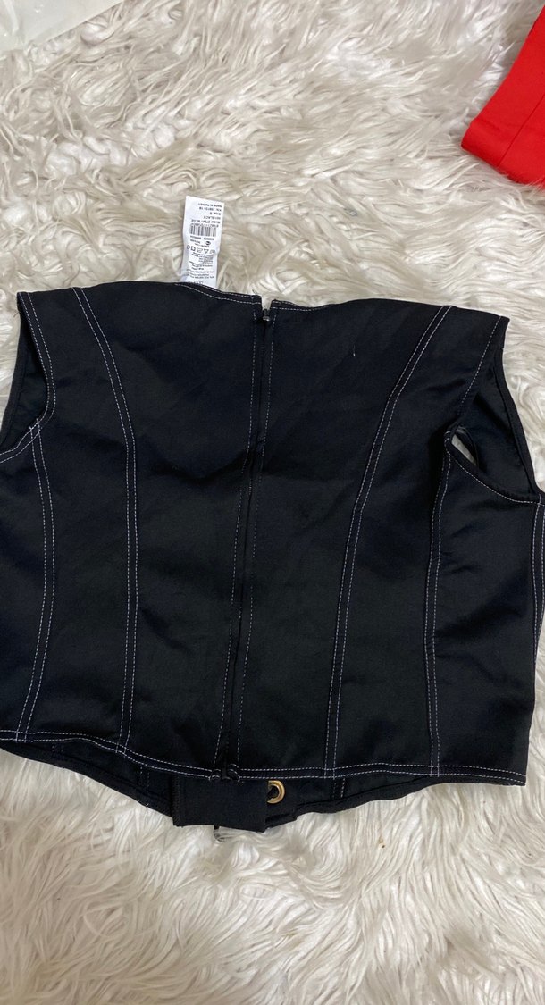 Siyah Denim Korse Büstiyer kuş gözü - Görsel 4