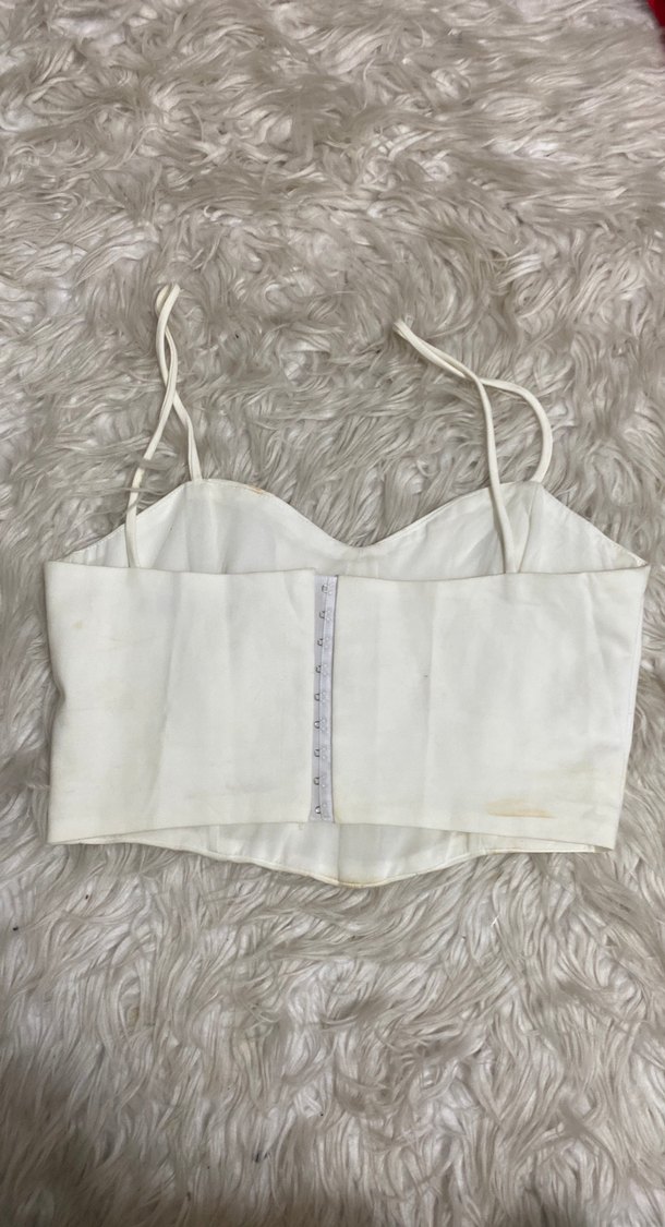 Beyaz İnce Askılı Mini Bustiyer - Görsel 3