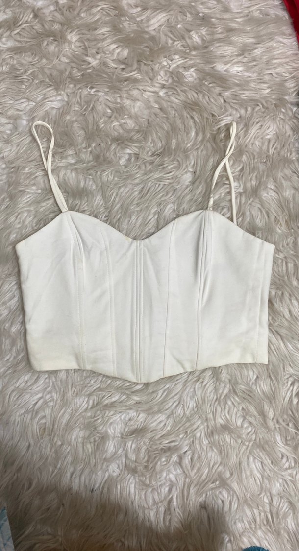 Beyaz İnce Askılı Mini Bustiyer - Görsel 2