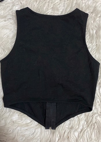 Fermuarlı Siyah Kadın Goth Büstiyer - Görsel 3