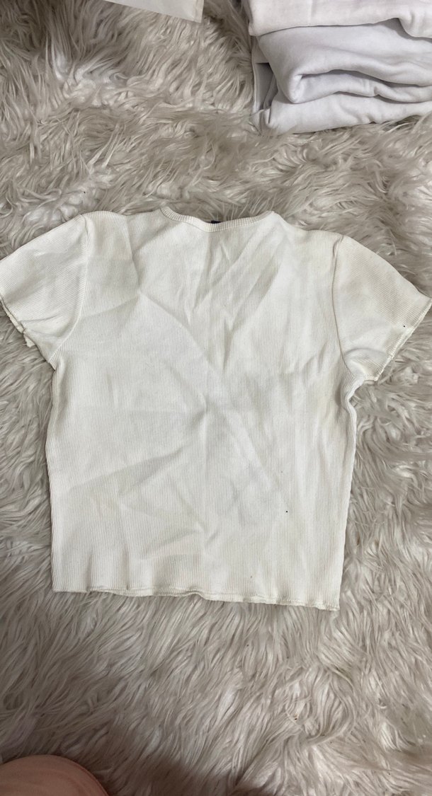 Kız Çocuk baskılı krem tişört - Görsel 5