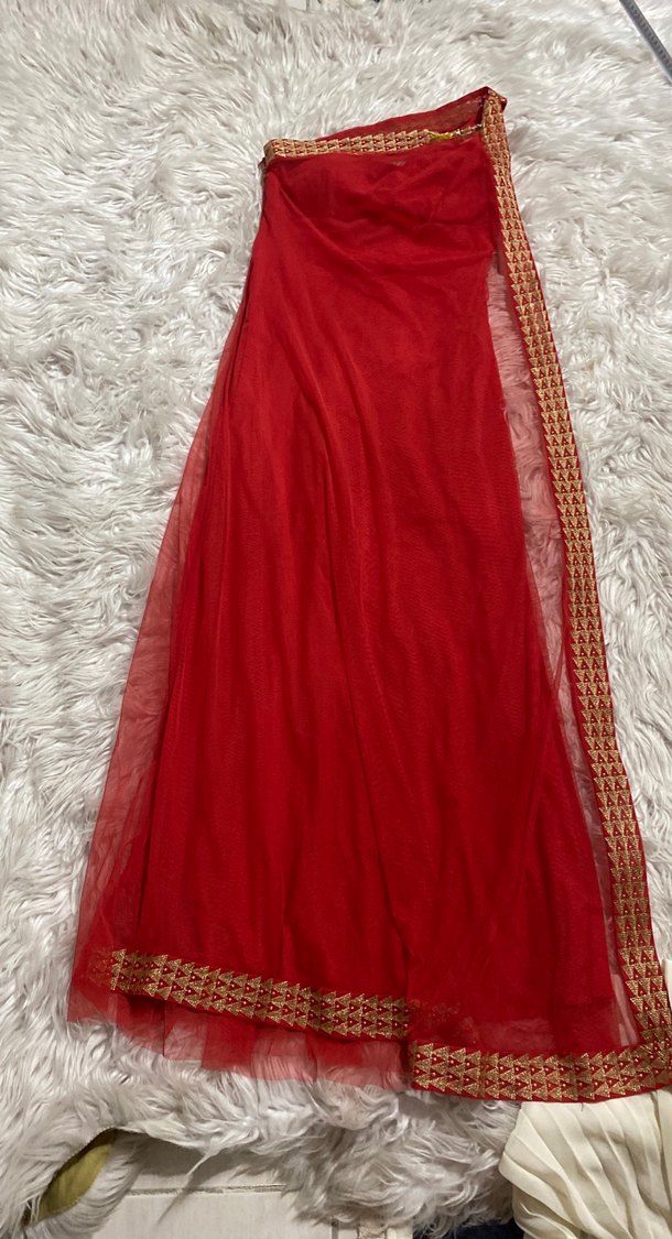 Kırmızı şifon tek omuz Uzun Abiye Elbise - Görsel 2