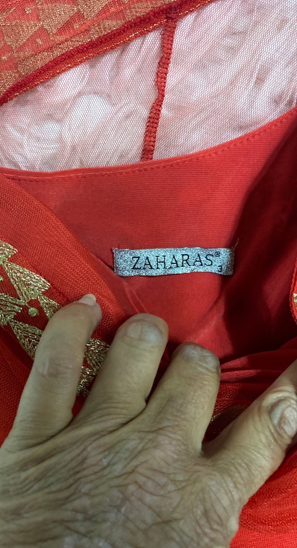 Kırmızı şifon tek omuz Uzun Abiye Elbise - Görsel 3