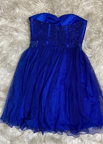 Korsajlı straplez parti gece elbisesi - Görsel 5