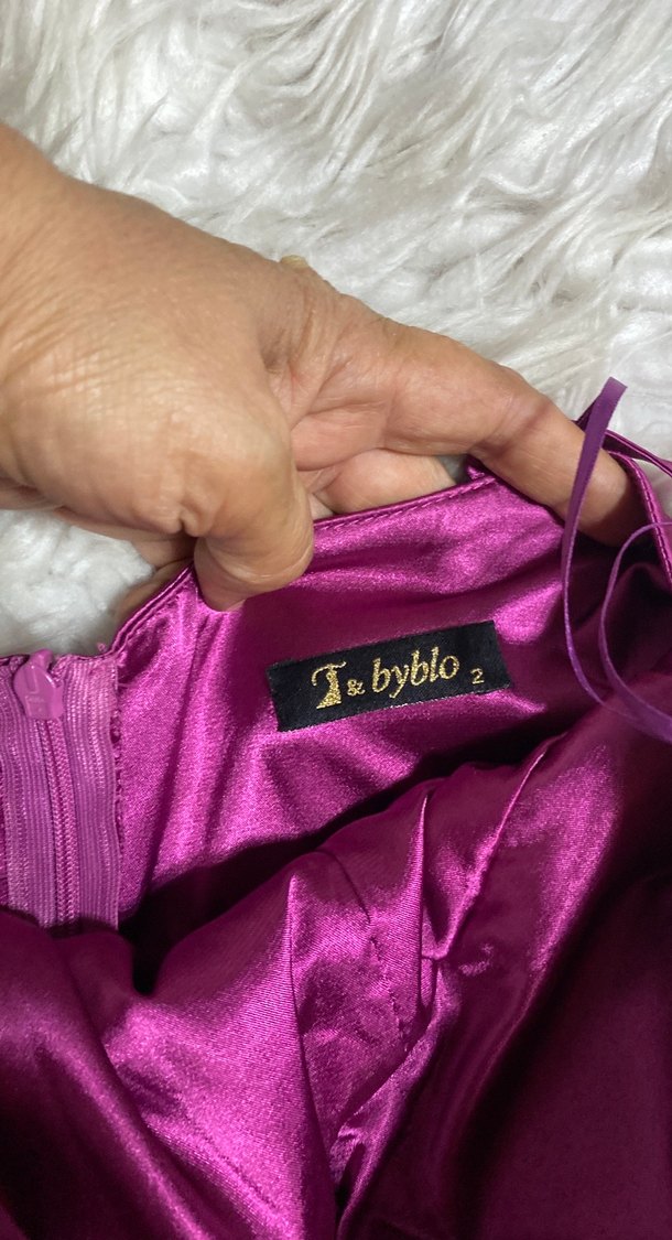 Mürdüm önü kısa arkası Uzun Straplez Fırfırlı Kadın Abiye - Görsel 4