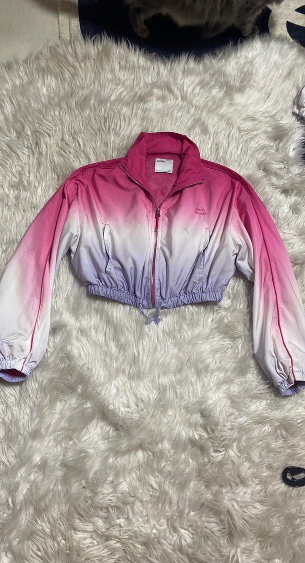 Pembe Batik Desenli Kısa Kadın Ceket - Görsel 2