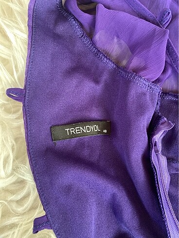 Mor sırtıçaprazlı midi şifon elbise - Görsel 5