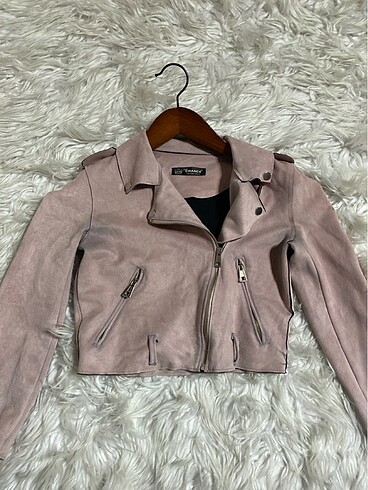 Koton Pudra nubuk likralı crop ceket