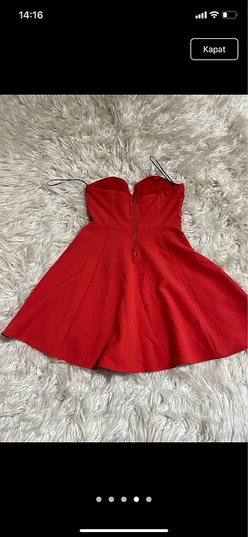 H&M kırmızı straplez çok şık elbise - Görsel 5