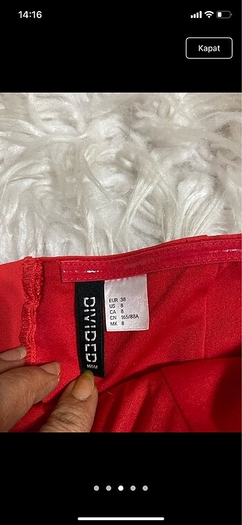 38 Beden kırmızı Renk H&M kırmızı straplez çok şık elbise