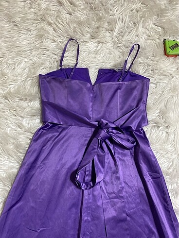 Lila ipeksten kısa elbise - Görsel 5