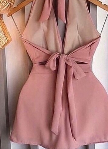 Zara Koyu pudra kısa şık tulum