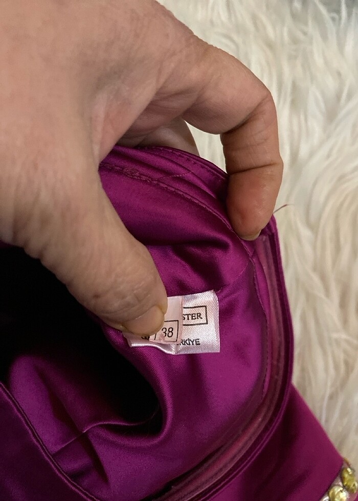 Mürdüm sten şık straplez elbise - Görsel 2