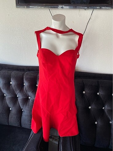 Kırmızı aşırı şık elbise - Görsel 6