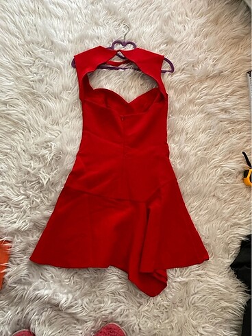Kırmızı straplez tarzı şık kusa elbise - Görsel 4