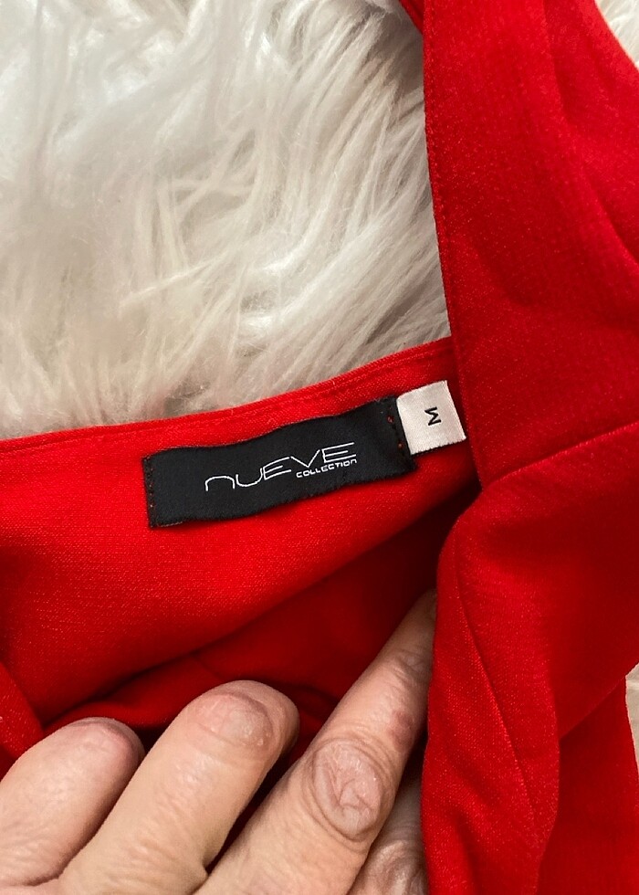 Kırmızı straplez tarzı şık kusa elbise - Görsel 3