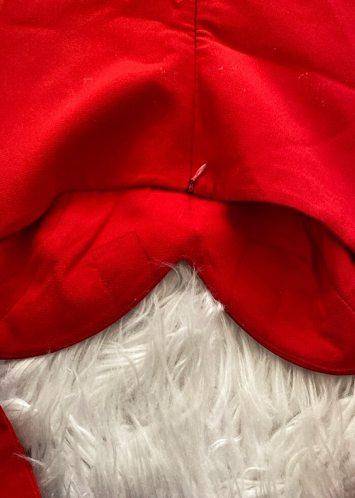 Kırmızı straplez tarzı şık kusa elbise - Görsel 5