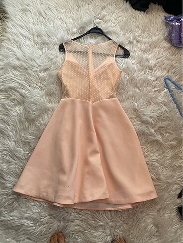 Somon rengi korseli göğüs petli şık kısa abiye likralı - Görsel 3