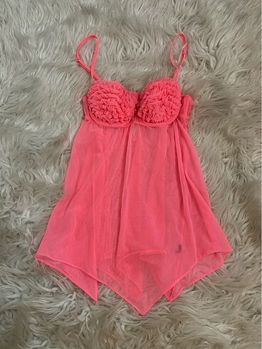 Lasenza şık pembe fırfırlı gecelik
