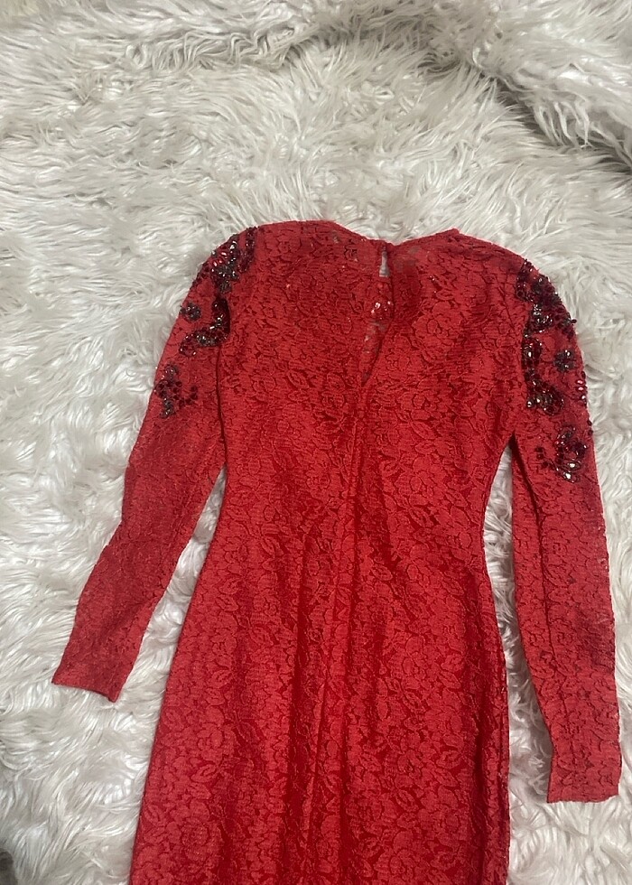 Narçiçeği tel detaylı şık zarif gece elbisesi - Görsel 5