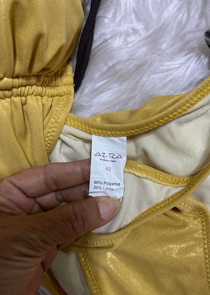 Göğüs petli altın rengi şık mayokini - Görsel 3